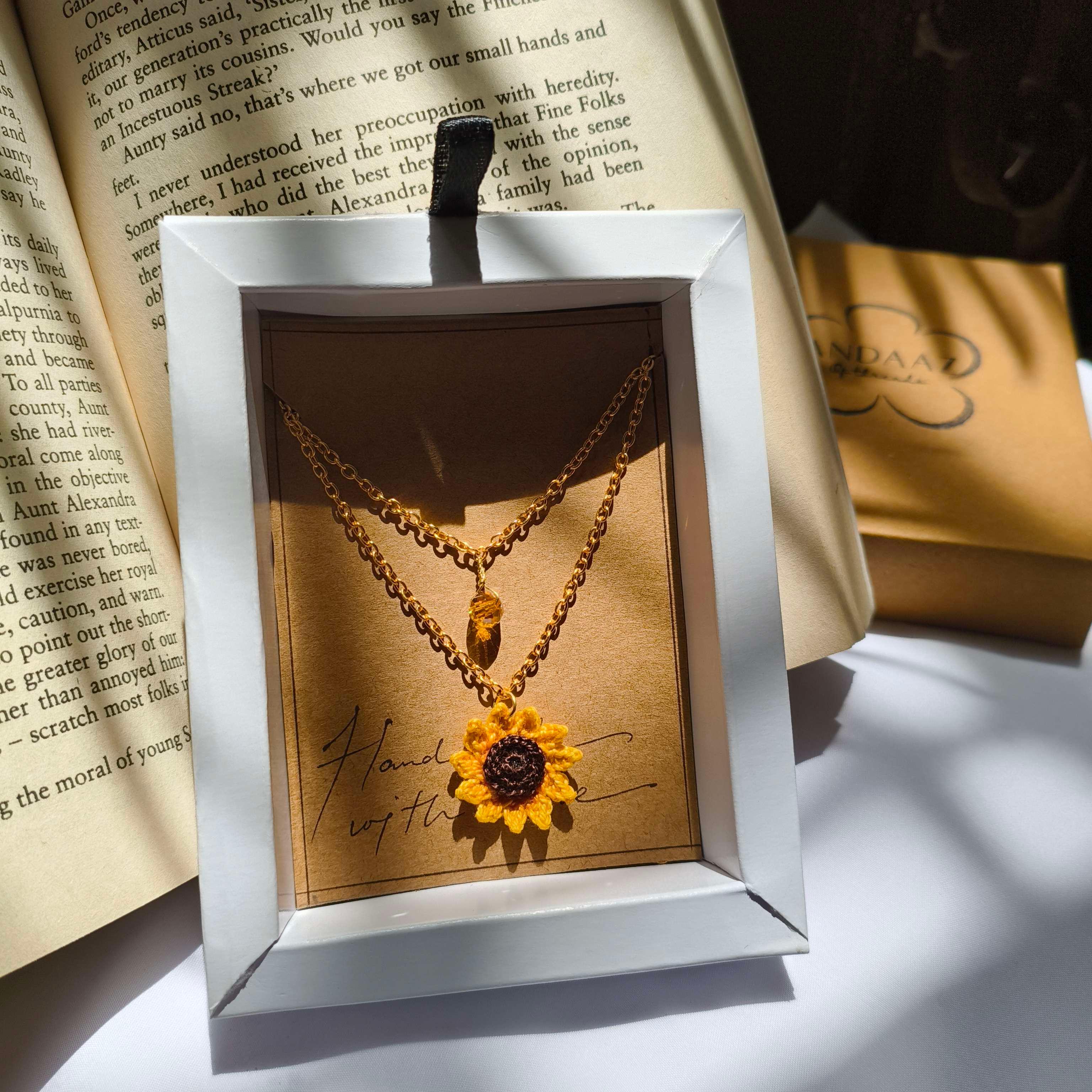 Sunflower 2 layer chain necklace - Thumbnail 2